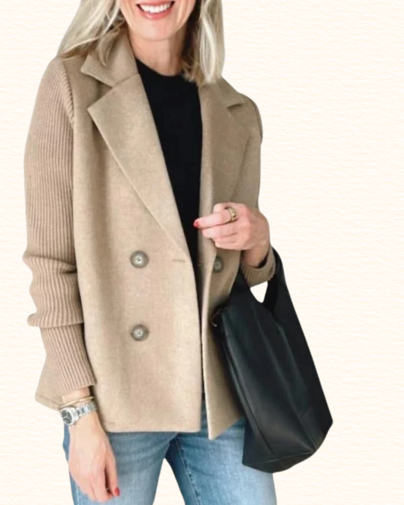 Blazer À Manches Contrastantes Pour Femme | Double Boutonnage