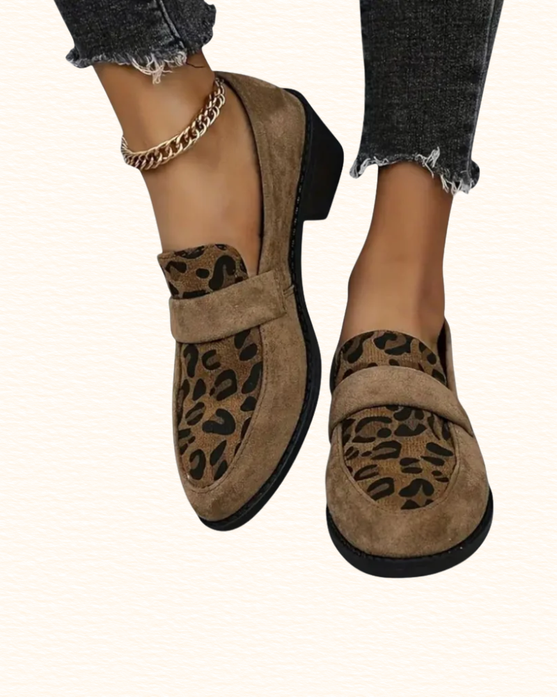 Mocassins Léopard Pour Femme | Talon Bas