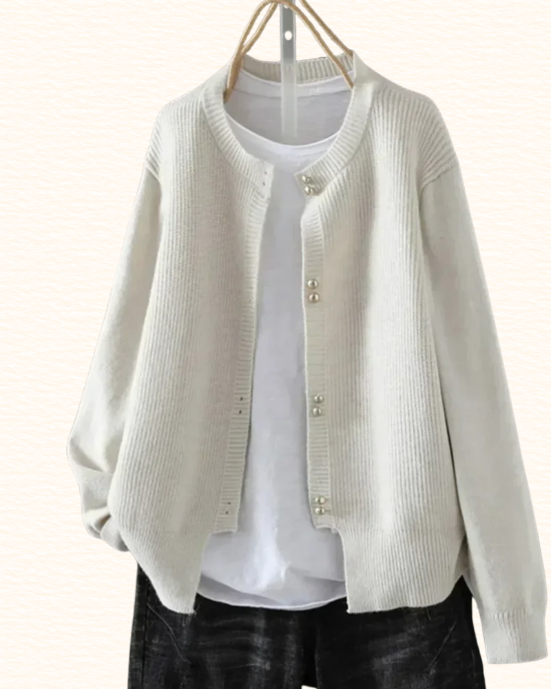 Cardigan À Boutons Effet Perle Pour Femme | Col Rond