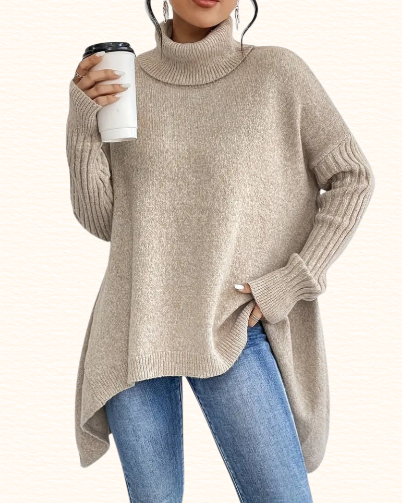Pull Long À Col Roulé Pour Femme | Ourlet Asymétrique