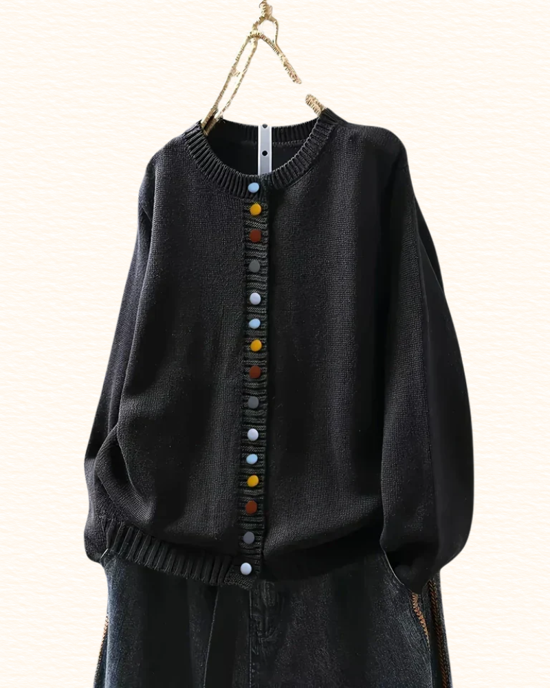 Cardigan À Col Rond Pour Femme | Boutons Décoratifs