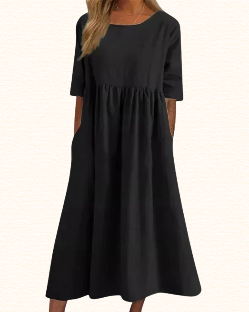 Robe À Taille Empire Et Poches Pour Femme | Midi