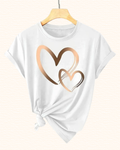 T-Shirt À Double Cœur Pour Femme | Col Rond