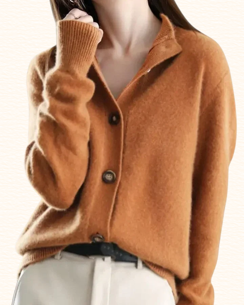Cardigan À Col Rabattu Pour Femme | Boutons Contrastants