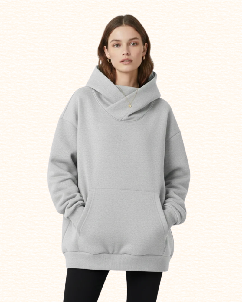 Sweat Ample À Capuche Pour Femme | Col Montant