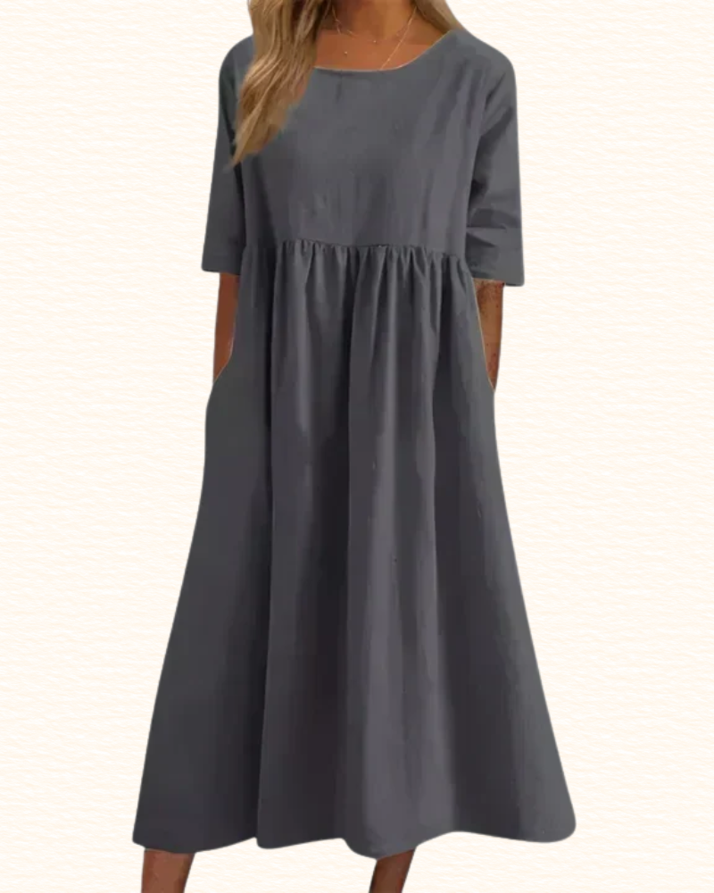 Robe À Taille Empire Et Poches Pour Femme | Midi