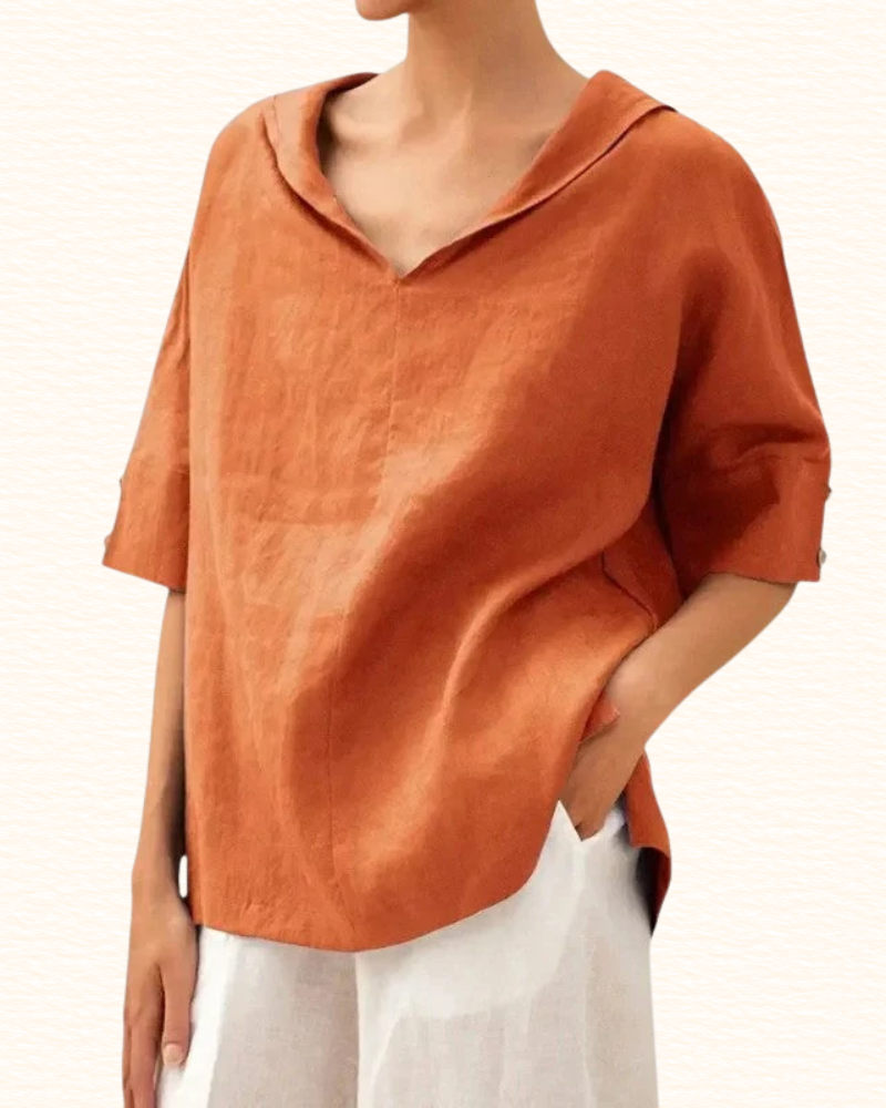 Blouse Unie Pour Femme | Col V Et Coupe Ample