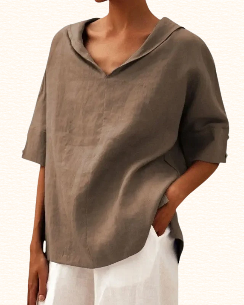 Blouse À Col V Pour Femme | Manches Mi-Longues