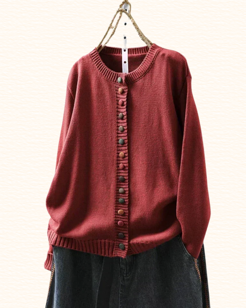 Cardigan À Col Rond Pour Femme | Boutons Décoratifs