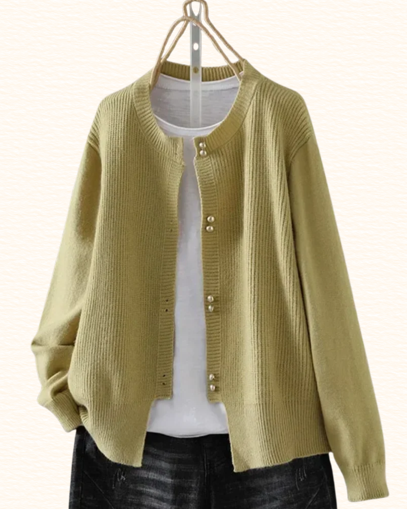 Cardigan À Boutons Effet Perle Pour Femme | Col Rond