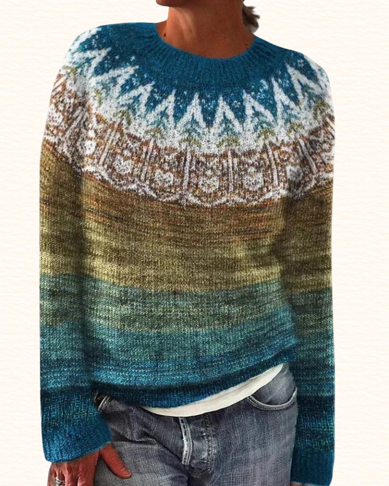 Pull À Motifs Nordiques Pour Femme | Col Rond
