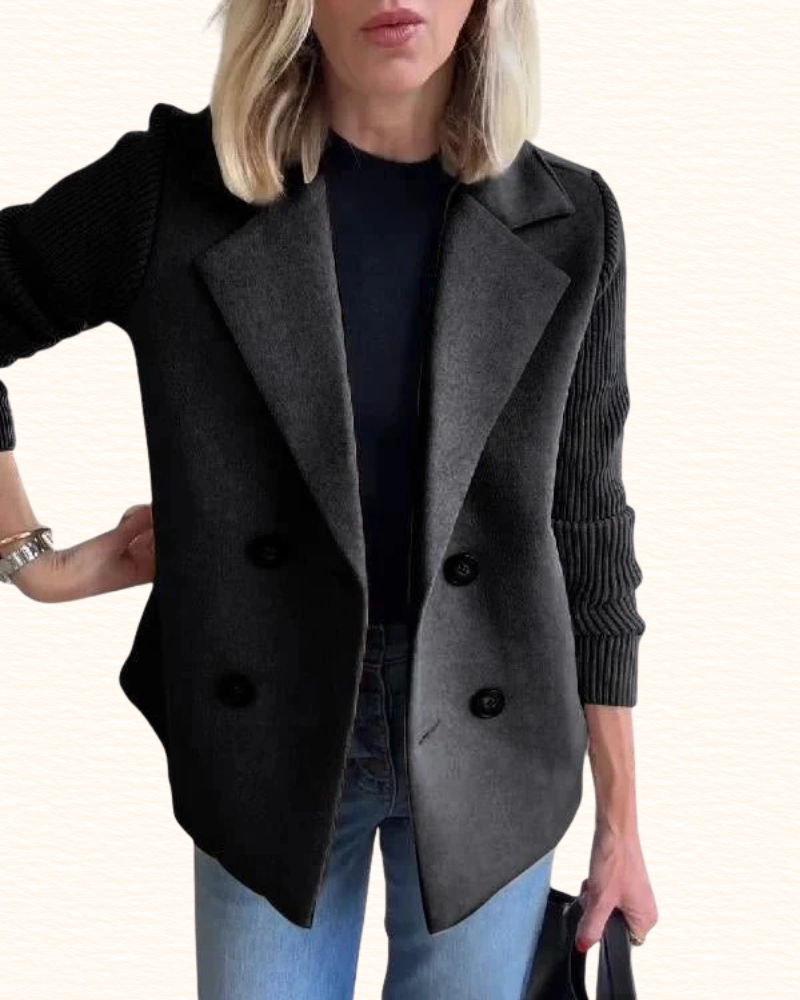 Blazer À Manches Contrastantes Pour Femme | Double Boutonnage