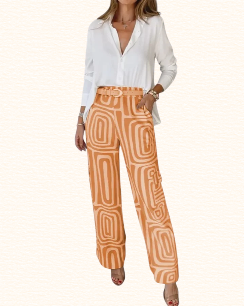 Ensemble Chemisier Et Pantalon Pour Femme | Motifs Géométriques