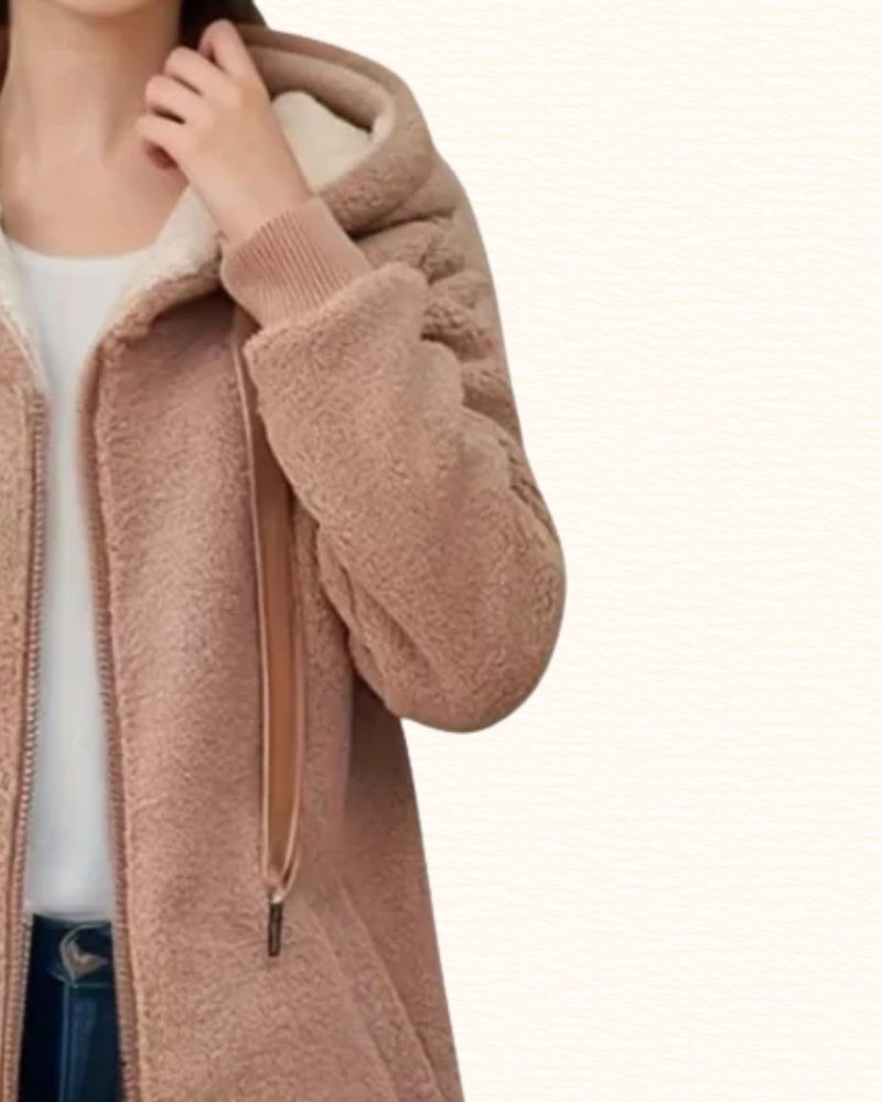 Veste Longue À Capuche Pour Femme | Texture Bouclée
