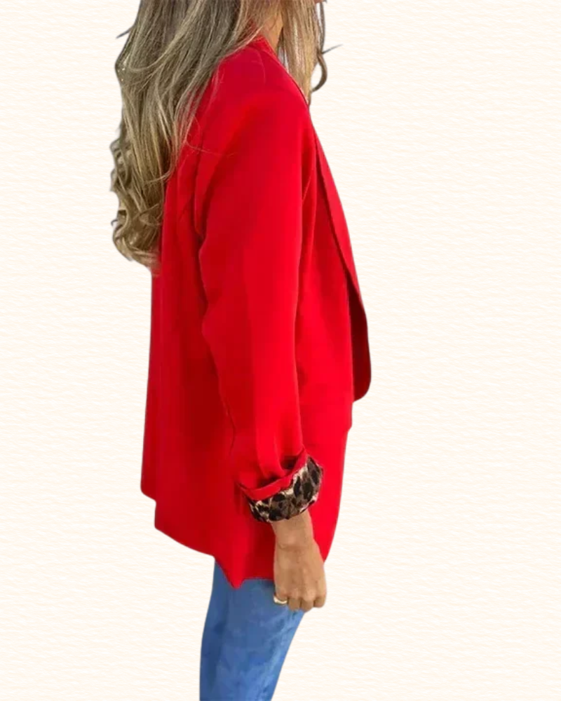 Blazer À Doublure Léopard Pour Femme | Poignets Contrastants