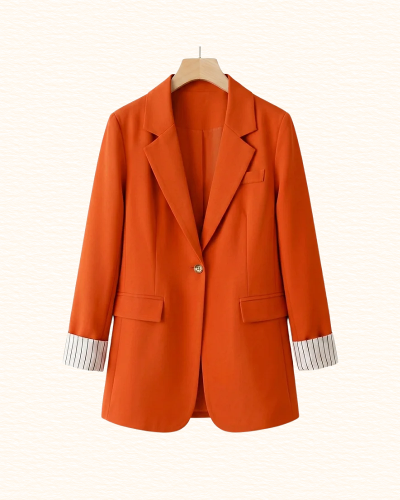 Blazer Uni Pour Femme | Revers De Manches Rayés