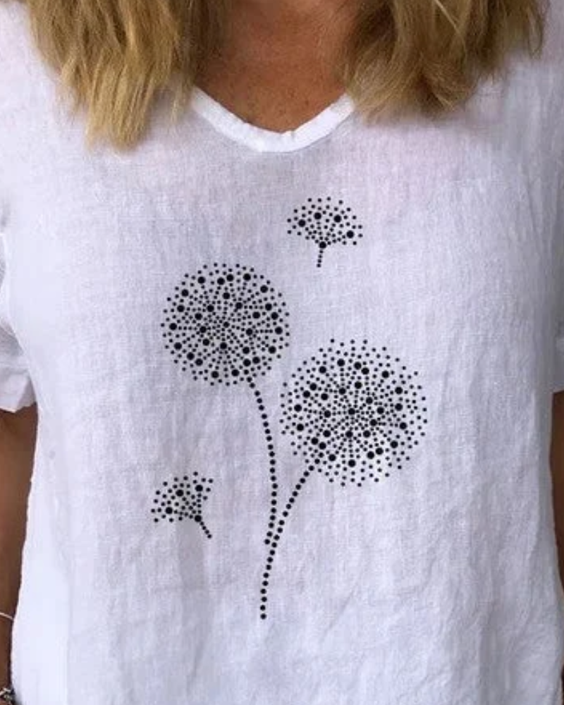 Blouse À Motifs De Pissenlits Pour Femme | Col Rond