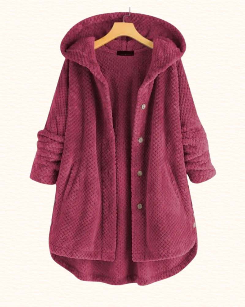Veste Longue À Capuche Pour Femme | Boutons Décoratifs