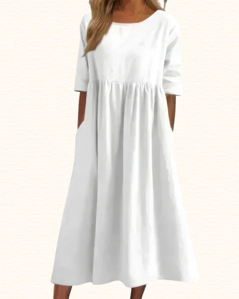 Robe À Taille Empire Et Poches Pour Femme | Midi