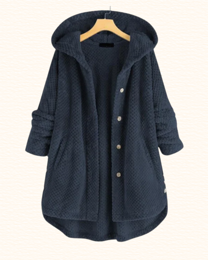 Veste Longue À Capuche Pour Femme | Boutons Décoratifs