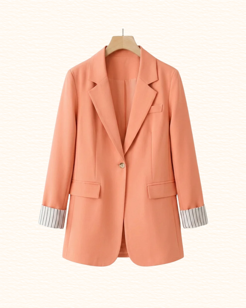 Blazer Uni Pour Femme | Revers De Manches Rayés