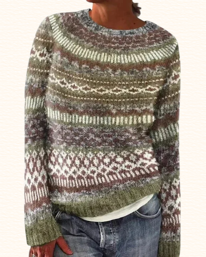 Pull À Motifs Nordiques Pour Femme | Col Rond