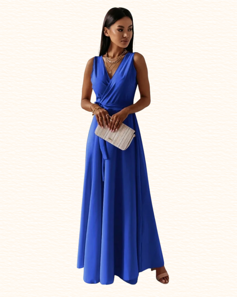 Robe Cache-Cœur Sans Manches Pour Femme | Maxi