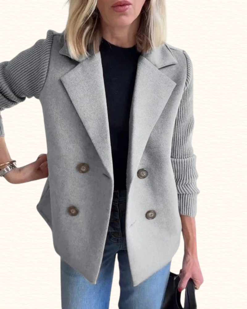 Blazer À Manches Contrastantes Pour Femme | Double Boutonnage