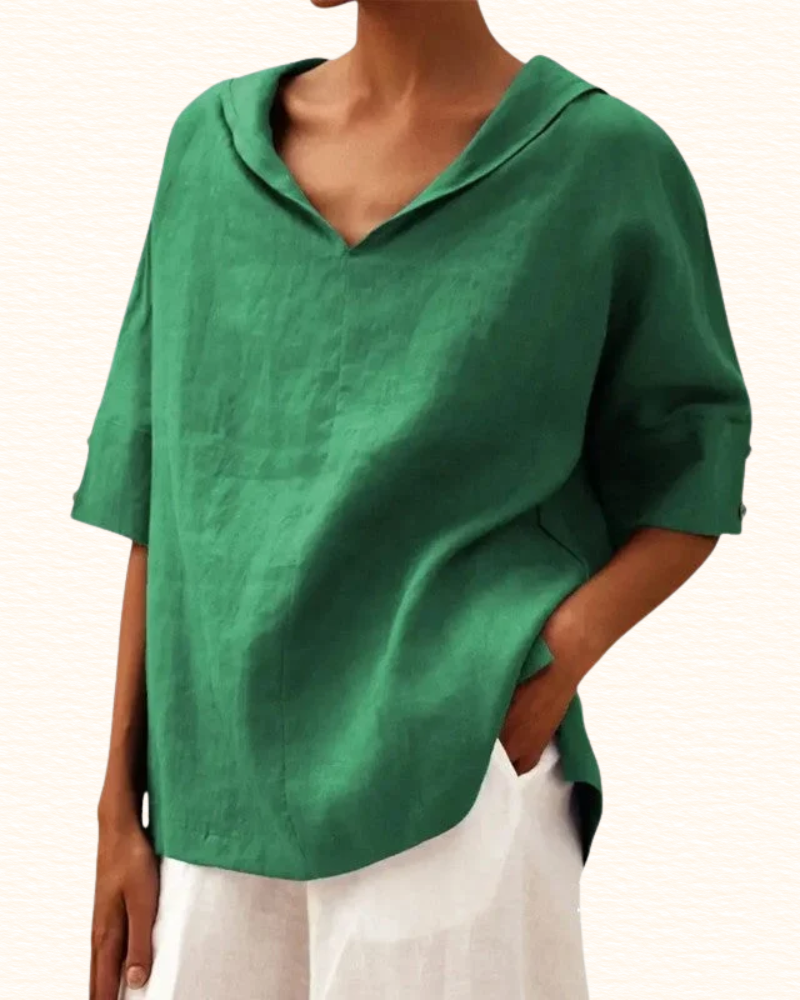 Blouse Unie Pour Femme | Col V Et Coupe Ample