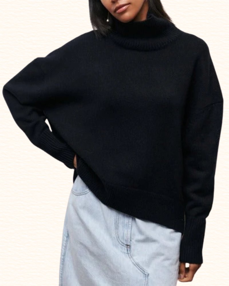 Pull Ample À Col Roulé Pour Femme | Épaules Tombantes