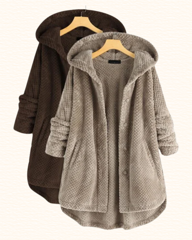 Veste Longue À Capuche Pour Femme | Boutons Décoratifs