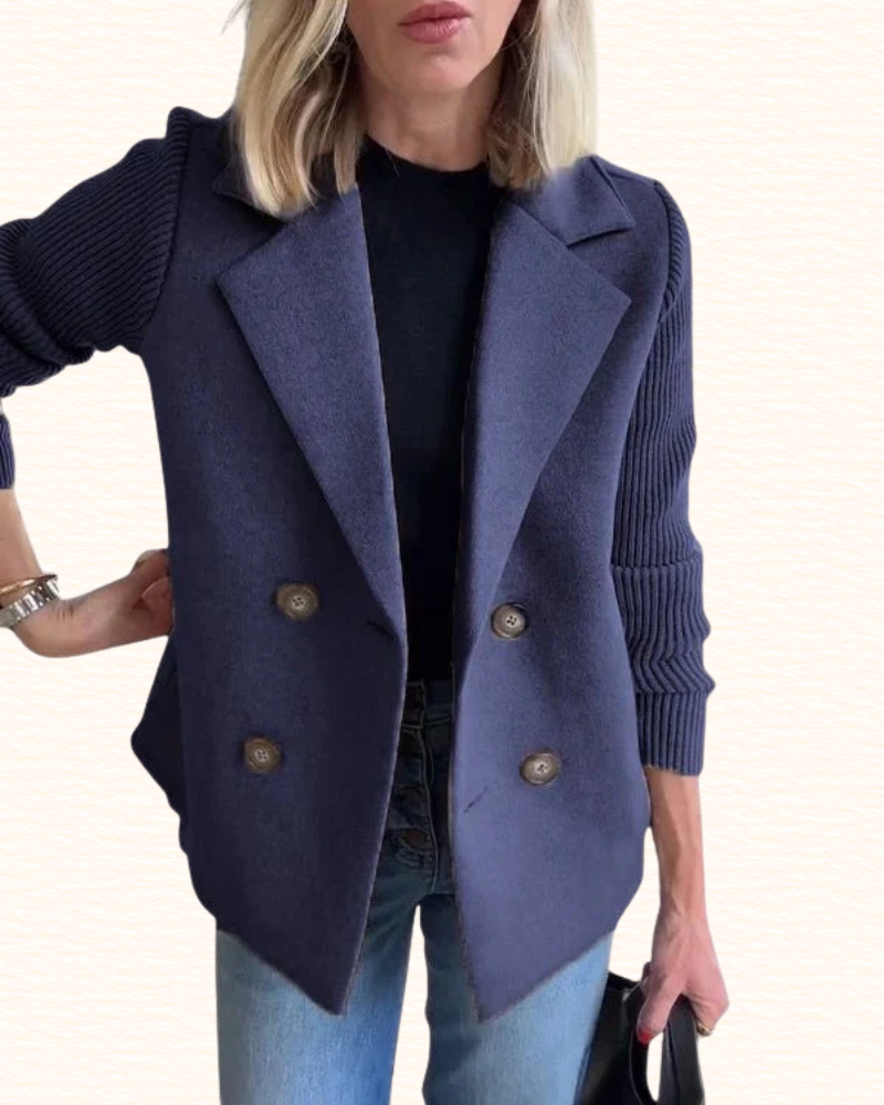 Blazer À Manches Contrastantes Pour Femme | Double Boutonnage