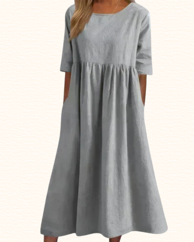 Robe À Taille Empire Et Poches Pour Femme | Midi