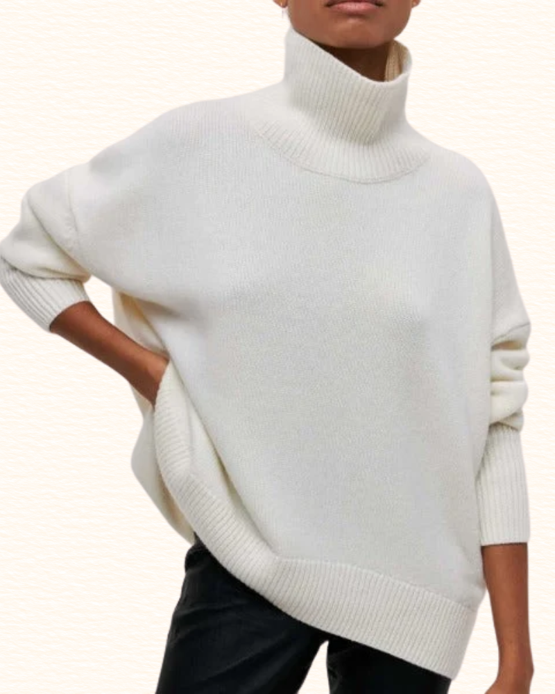 Pull Ample À Col Roulé Pour Femme | Épaules Tombantes