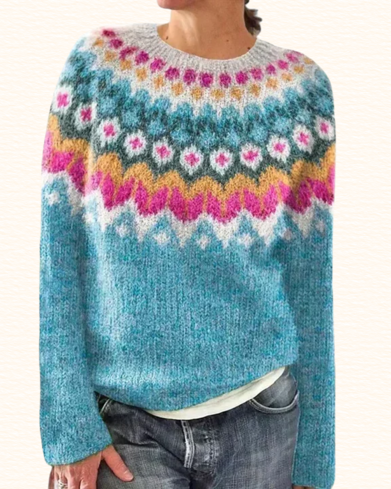 Pull À Motifs Nordiques Pour Femme | Col Rond