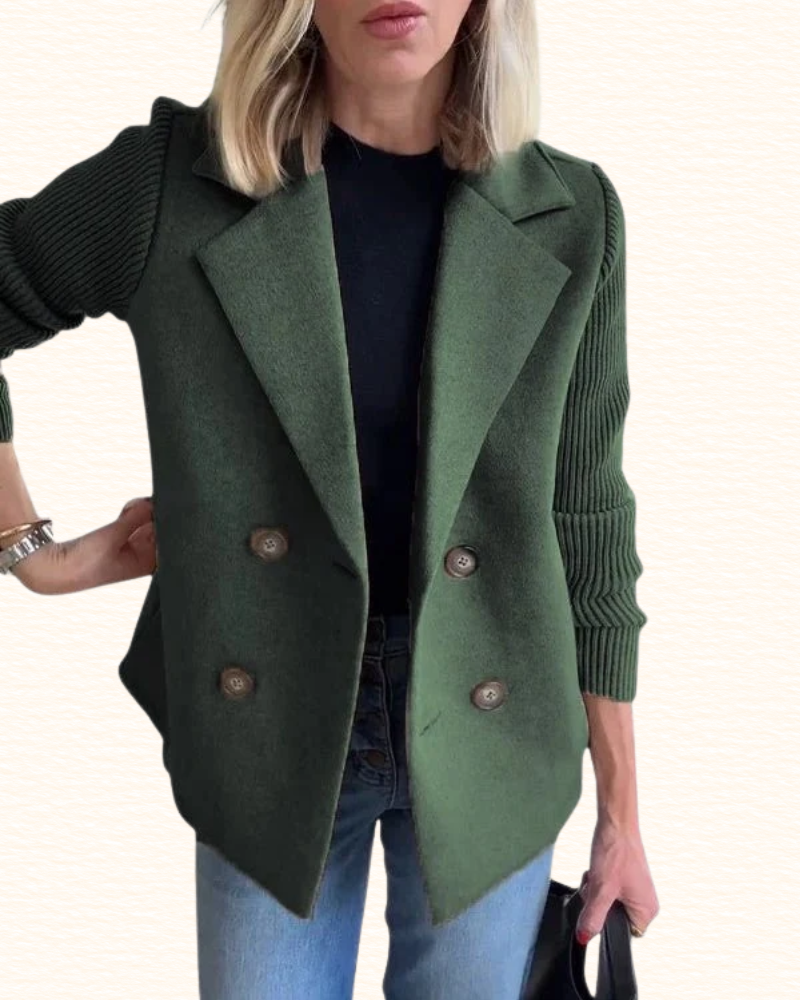 Blazer À Manches Contrastantes Pour Femme | Double Boutonnage