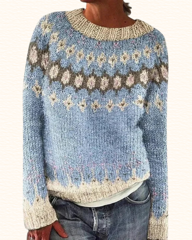 Pull À Motifs Nordiques Pour Femme | Col Rond