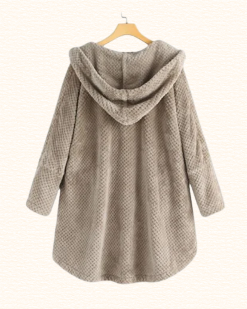 Veste Longue À Capuche Pour Femme | Boutons Décoratifs