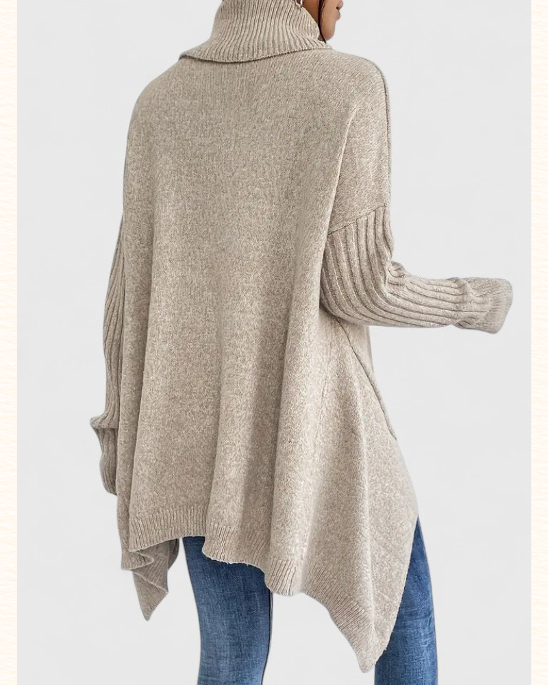 Pull Long À Col Roulé Pour Femme | Ourlet Asymétrique