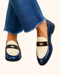 Mocassins Bicolores Pour Femme | Finition Brillante